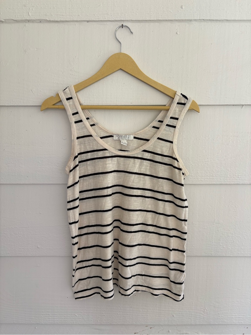 Forever 21 Striped Tank Top Small Black White Minimalist Casual Basic Coastal